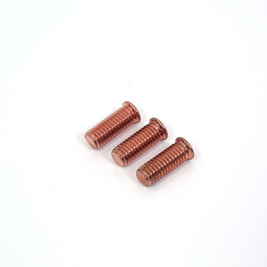 Custom Red Copper Hex Head Bolts M8 Model Zinc Plated Thread Size M7 GB Standard Welding Screw Spot CD Weld Stud