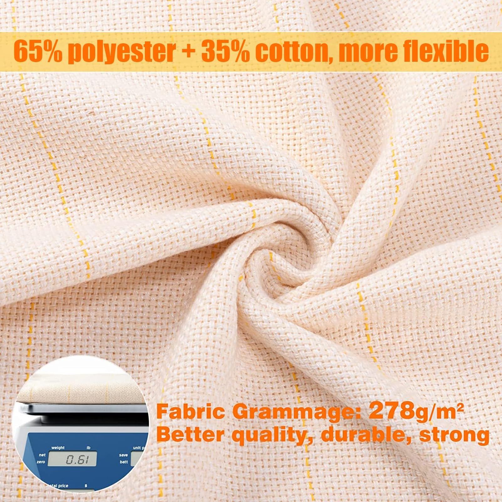 MINGYU Large Overlocking Tufting Cloth with Marked Lines- Primary Monk's Cloth Punch Needle Fabric for DIY Rug-Punch Tufting Gun