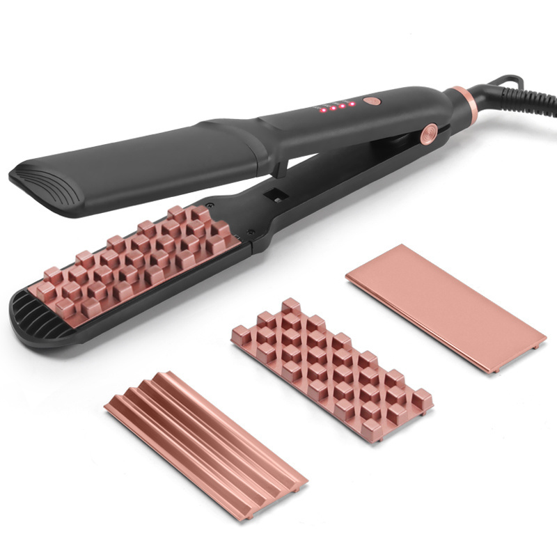 Professional flat Iron Interchangeable Tourmaline Ceramic Plate 3 in 1 Hair Crimper Wave Hair Straightener