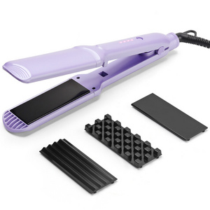 Professional flat Iron Interchangeable Tourmaline Ceramic Plate 3 in 1 Hair Crimper Wave Hair Straightener