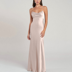 Women Fashion Sexy Satin Slip Backless Maxi Evening Dresses