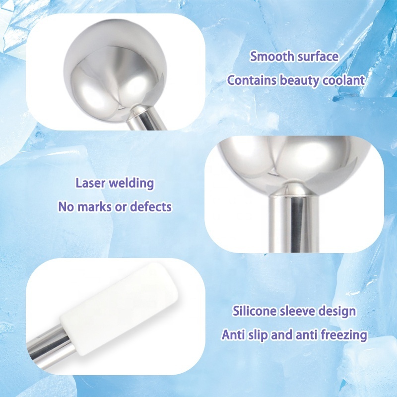 Private Label Cooling Facial Massager Stick Metal Magic Mermaid Cryo Sticks Spoons Stainless Steel Ice Globes for Face Massage