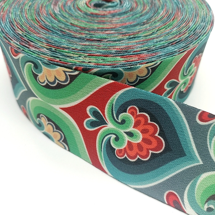 Custom Logo High Tenacity Polyester Wholesale Colorful Cotton Jacquard Tape Webbing