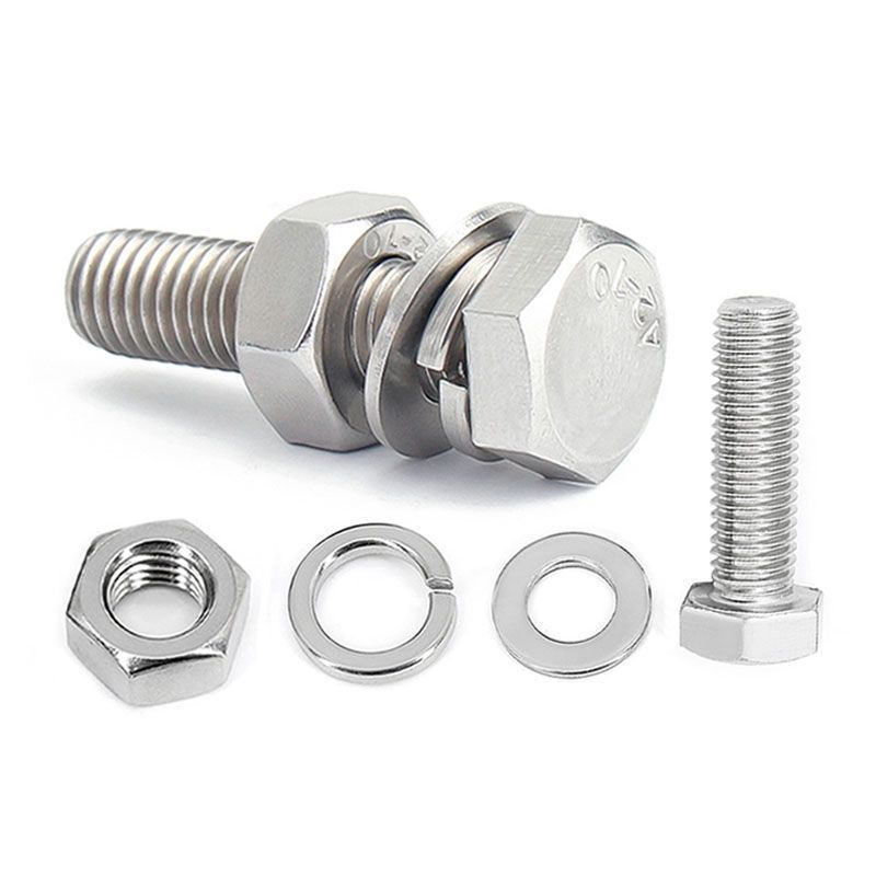 M8 M10 Hexagon Bolts Din933 Stainless Steel Hex Head Bolt And Nuts And Washer With Hex Nuts And Flat Lock Washers