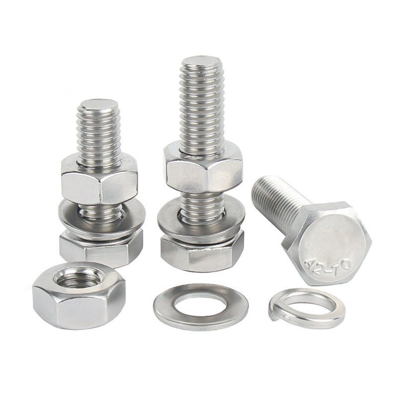 M8 M10 Hexagon Bolts Din933 Stainless Steel Hex Head Bolt And Nuts And Washer With Hex Nuts And Flat Lock Washers