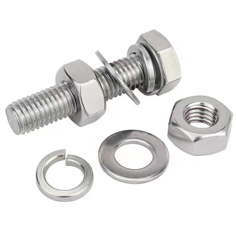 M8 M10 Hexagon Bolts Din933 Stainless Steel Hex Head Bolt And Nuts And Washer With Hex Nuts And Flat Lock Washers