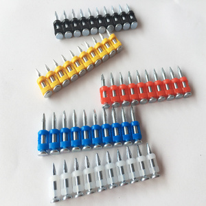 Strip Collated Galvanized Gas Gun Pin Bullet Point Sharp End Hard Concrete Reinforced Shooting Nails Colorful Plastic Steel 6mm