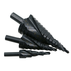 High speed steel spiral groove nitrogen-containing step drill 4-32mm step drill multi-functional export drill 3-piece set