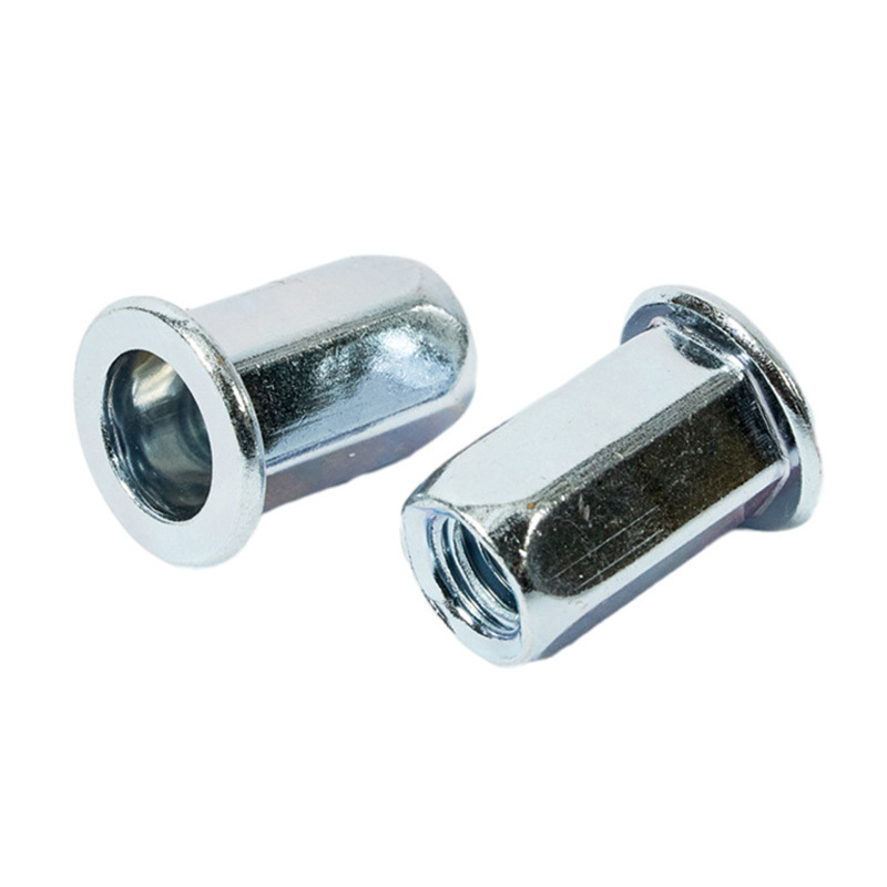 High Quality Good Price  Carbon Steel m4 m5 m6 m8 m10 m12 Flat Head Full Hexagonal Body Blue Zinc Plated  Rivet Nut