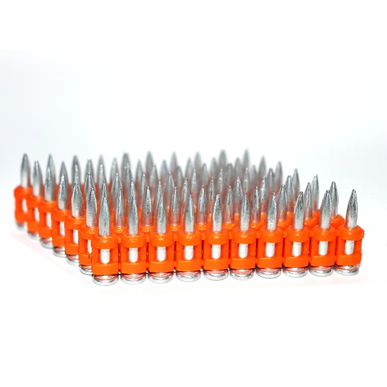 Strip Collated Galvanized Gas Gun Pin Bullet Point Sharp End Hard Concrete Reinforced Shooting Nails Colorful Plastic Steel 6mm