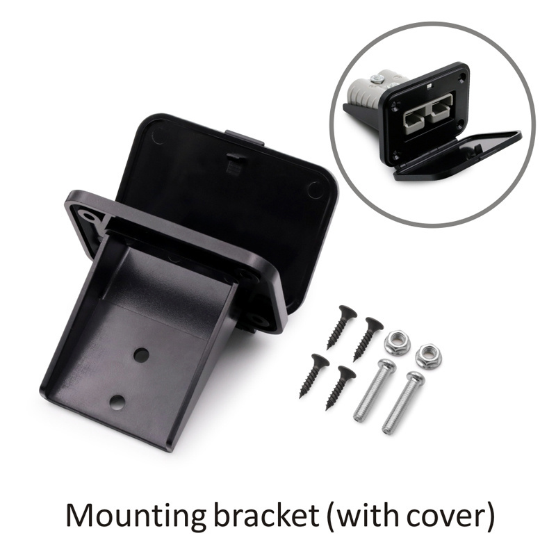 Black Flush Mount Bracket for 50A Power Connector 2 Pole Plug Mounting Bracket Panel Cover Accessories For Caravan Camper Truck