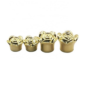 New design 13mm18mm plastic gold flower cap perfume Refill bottle cover