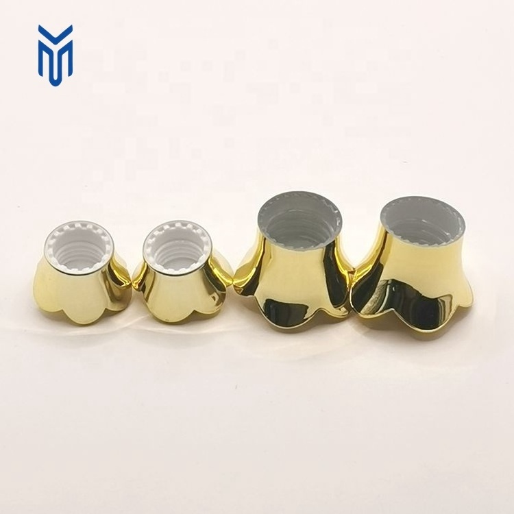 New design 13mm18mm plastic gold flower cap perfume Refill bottle cover