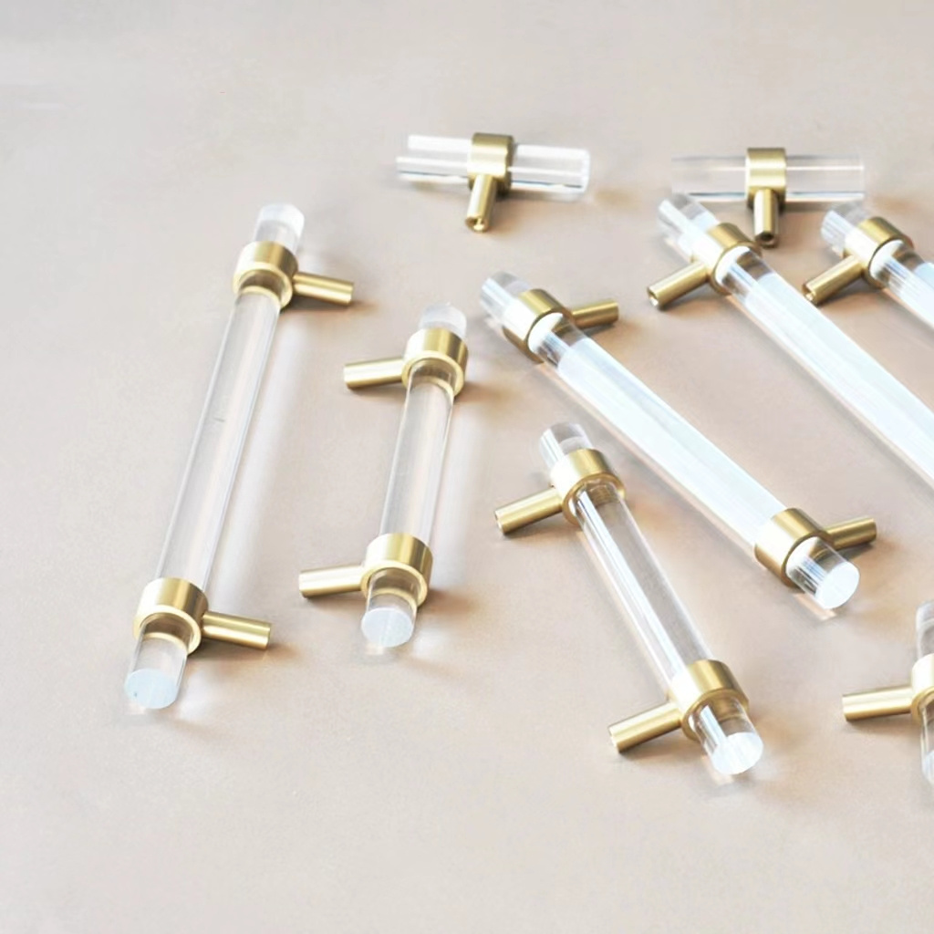 Customizable Acrylic Drawer Pulls Handles Gold Clear Dresser Pulls Knob Kitchen Cabinet Door Handles Pull Knobs Closet Handles