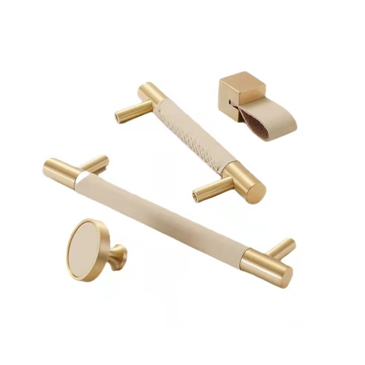 Factory Direct Sales Drawer Leather Handle For Cabinets Solid Brass Door Handles Furniture