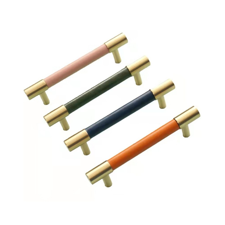 Factory Direct Sales Drawer Leather Handle For Cabinets Solid Brass Door Handles Furniture