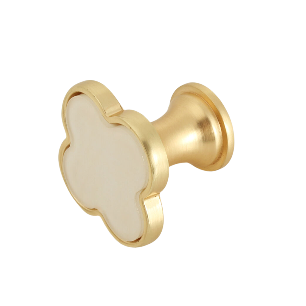 Creative Four Leaf Clover Door Handle Dresser Drawer Knob Acrylic Brass Furniture Hardware Accessories Pull Single Hole Knobs