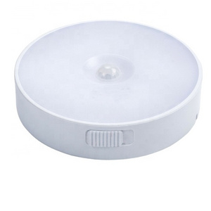 Round Motion Sensor LED Light Wireless USB Rechargeable Baby's Room Hallway Toilet Bedroom Cabinet Sensor Night Light