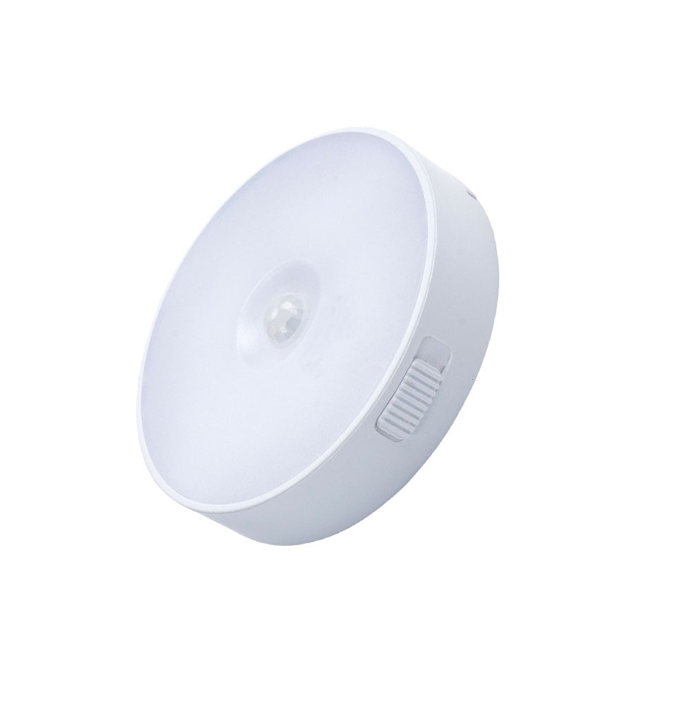 Round Motion Sensor LED Light Wireless USB Rechargeable Baby's Room Hallway Toilet Bedroom Cabinet Sensor Night Light