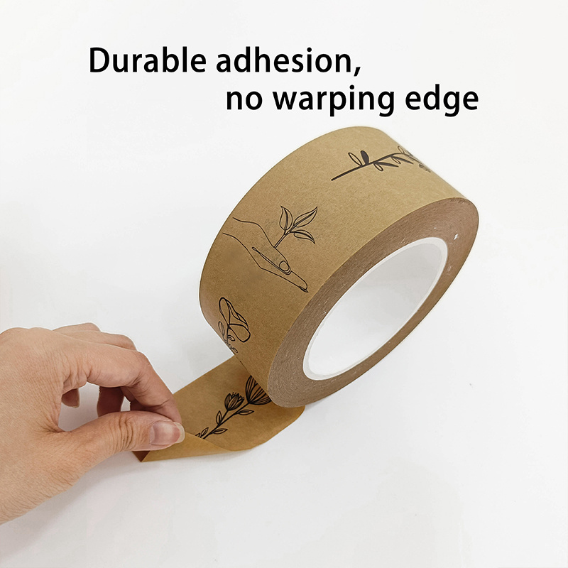 Eco Friendly Custom Logo Printed Self Adhesive Kraft Paper Tape Packing Tape