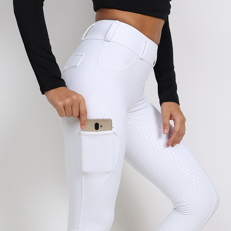 White Full Grip Competition Pantalon Equitation Horse Riding Tight Waist Belt Equestrian Leggings Women Equestrian Clothing