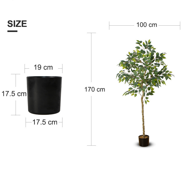 Large Ficus Tree Artificial Plant Artificial Ficus Tree with Pot Faux Plant Artificial Tree Home Decor 170cm