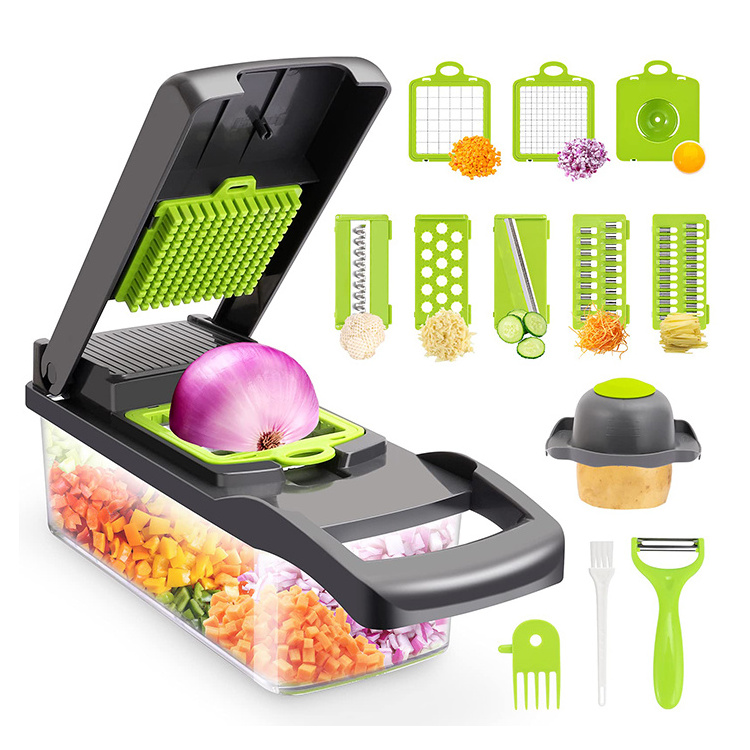 Tiktok top kitchen multi 12 In 1 manual fruit vegetable cutter potatoes peeler onion dicer veggie slicer vegetable chopper