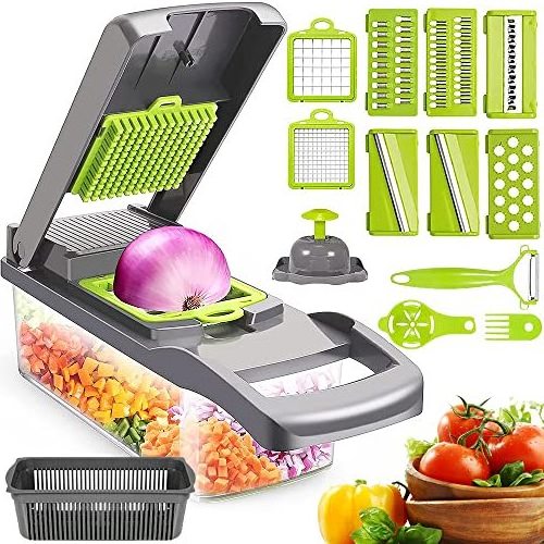 Hot selling Kitchen tools multi 12 In 1 manual mandoline fruit vegetable cutter onion dicer veggie slicer vegetable chopper