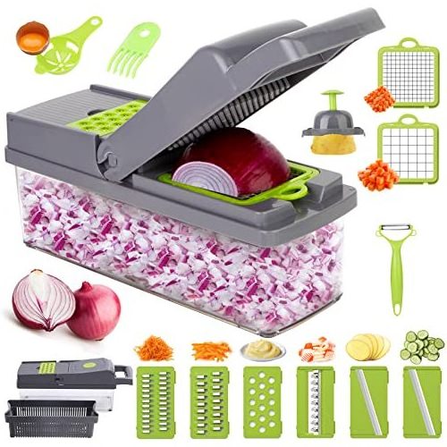 Hot selling Kitchen tools multi 12 In 1 manual mandoline fruit vegetable cutter onion dicer veggie slicer vegetable chopper