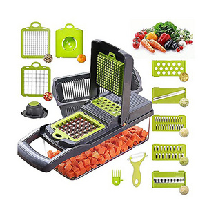 Hot selling Kitchen tools multi 12 In 1 manual mandoline fruit vegetable cutter onion dicer veggie slicer vegetable chopper