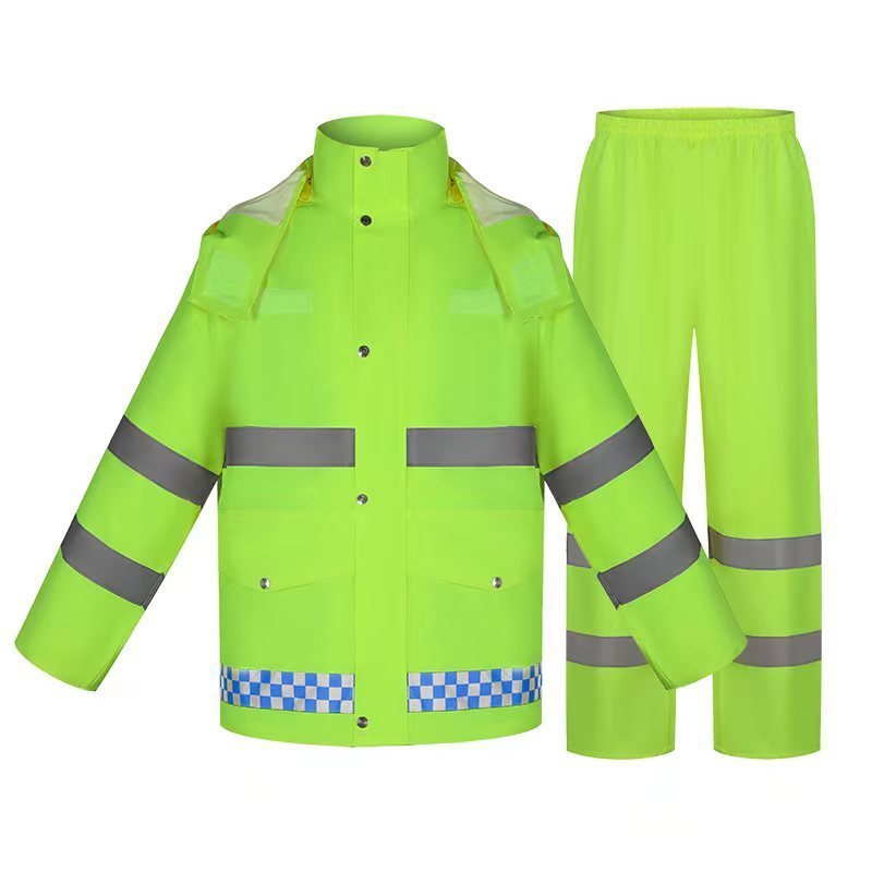 Hot Selling Waterproof Breathable Rain Wear Coat Men's Reflective Rain Jacket Pants Rain Suit For Motorcycle