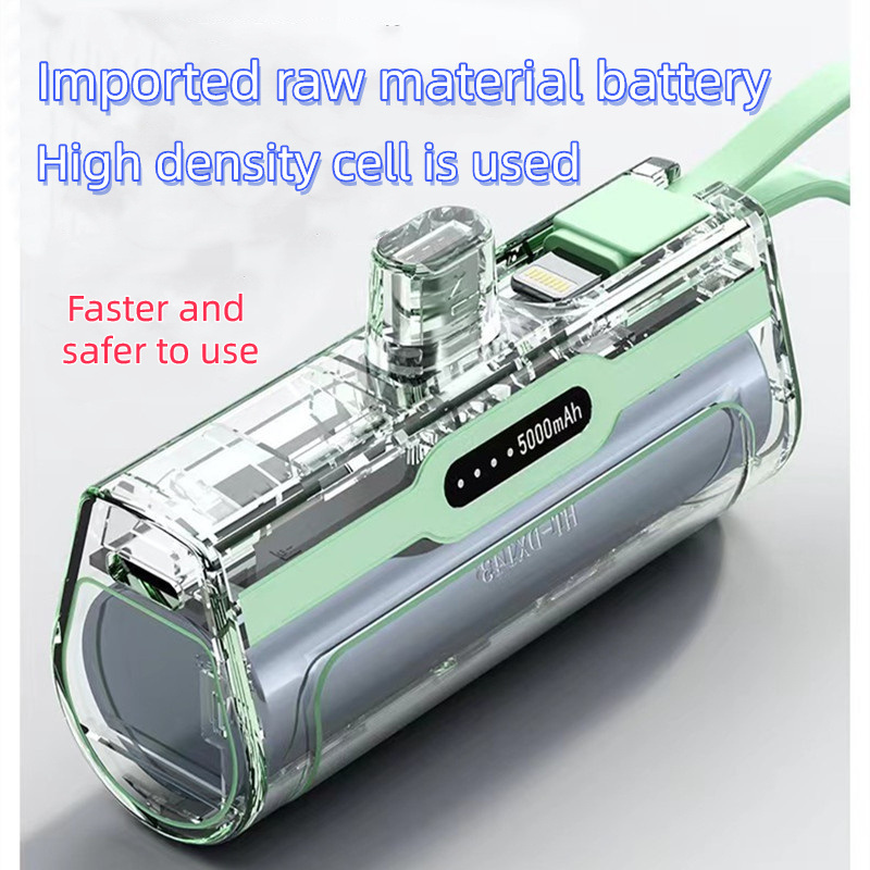 Popular style with line capsule portable battery 5000 mA large capacity mini emergency mobile power supply wholesale