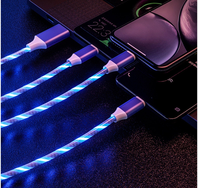 Flowing Light Led 3 in 1 USB Cable Luminous Led Light Up Charging Cable