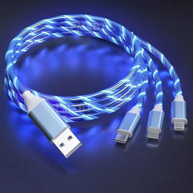 Flowing Light Led 3 in 1 USB Cable Luminous Led Light Up Charging Cable