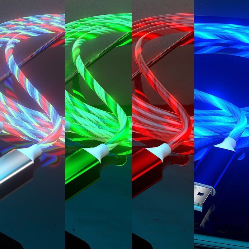 Flowing Light Led 3 in 1 USB Cable Luminous Led Light Up Charging Cable