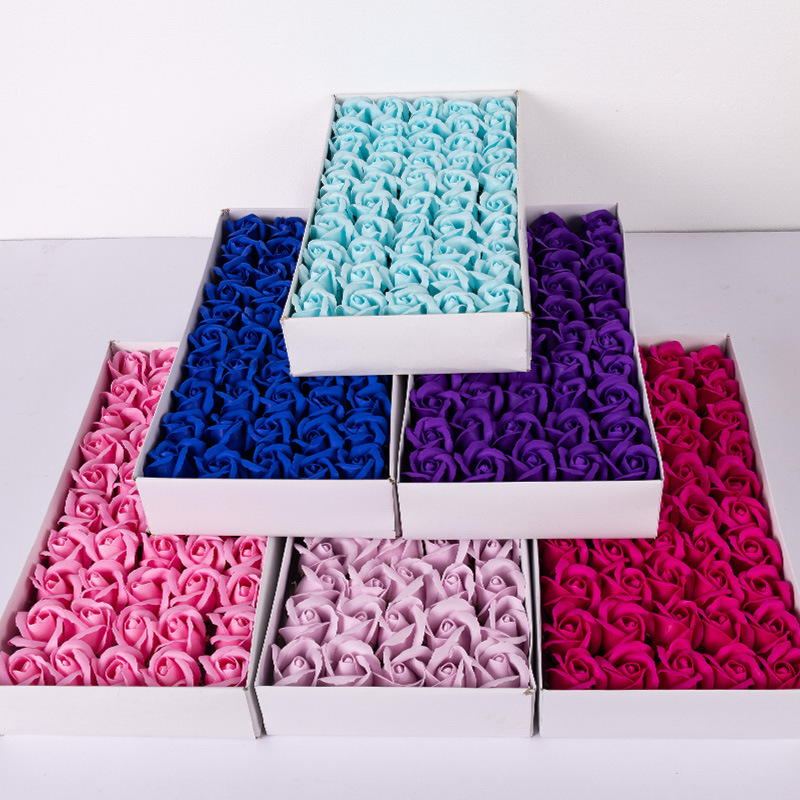 Wholesale 50 Pcs/box Three Layer Soap Flowers Plants Rose Pedicure Soap Flowers