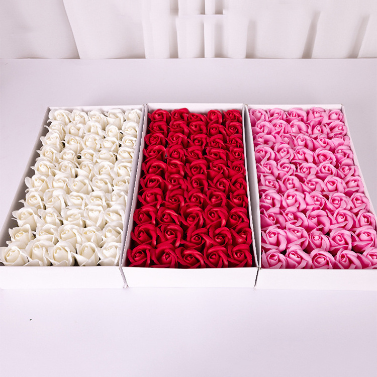 Wholesale 50 Pcs/box Three Layer Soap Flowers Plants Rose Pedicure Soap Flowers