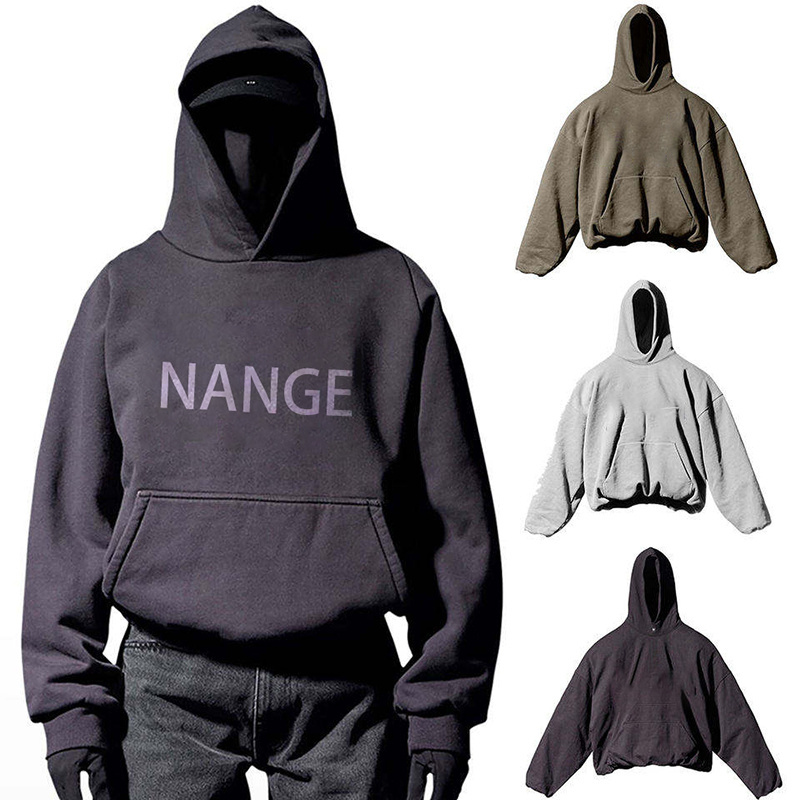 Hoodies Manufacturer Crop Blank White Black Grey French Terry Plain No Strings Pocket Heavyweight Hoodie for Men