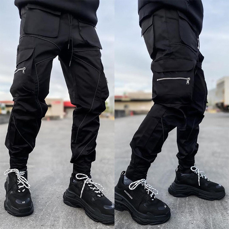 High Quality Woven Cargo Utility Casual Night Reflective Pants M Spandex Polyester Fabric For Men Cargo Pants