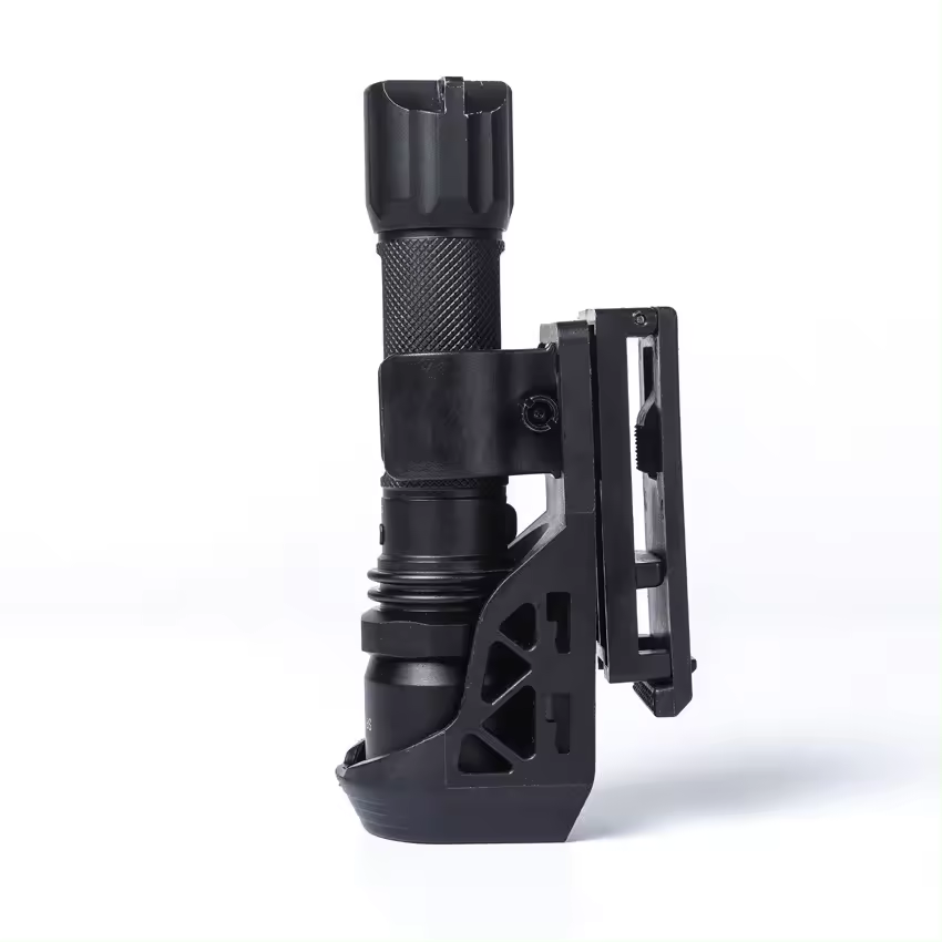 Universal 360 Degree Rotation Polymer Flashlight Tool Holder with Belt Clip