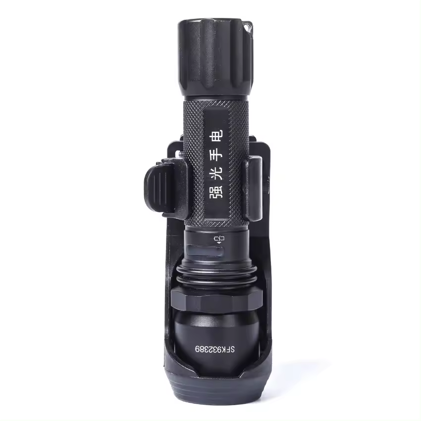 Universal 360 Degree Rotation Polymer Flashlight Tool Holder with Belt Clip