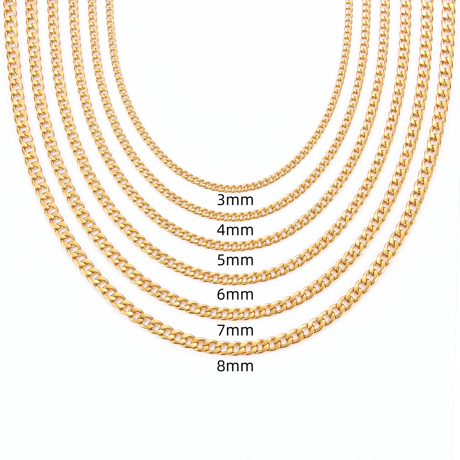 Hypoallergenic Stainless Steel Gold Plated Manly Link Chain Figaro Chain Necklace For Men Women