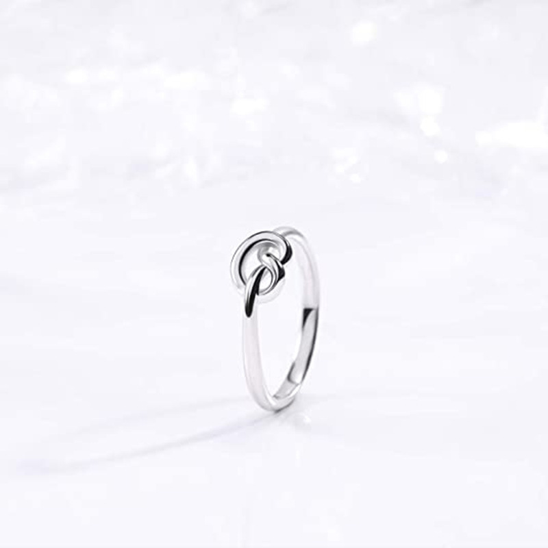 Wholesale Custom Minimalist Jewelry 18K Gold Plated Stainless Steel Women's Love Lucky Heart Tie The Knot Ring