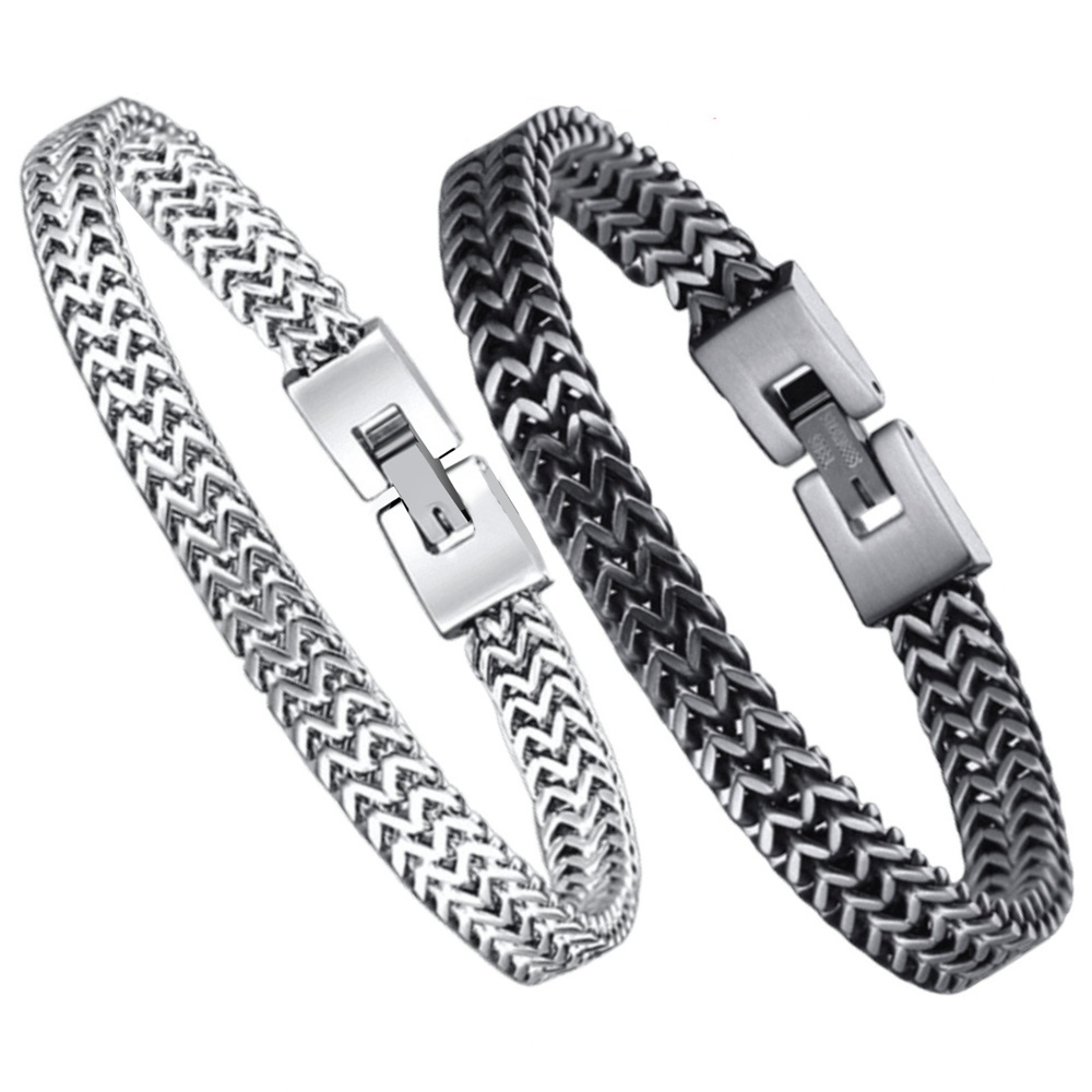 Fashion Stainless Steel Bracelet Jewelry 316  Franco Double Layers Wheat Link  Chain Men Bracelet For Men