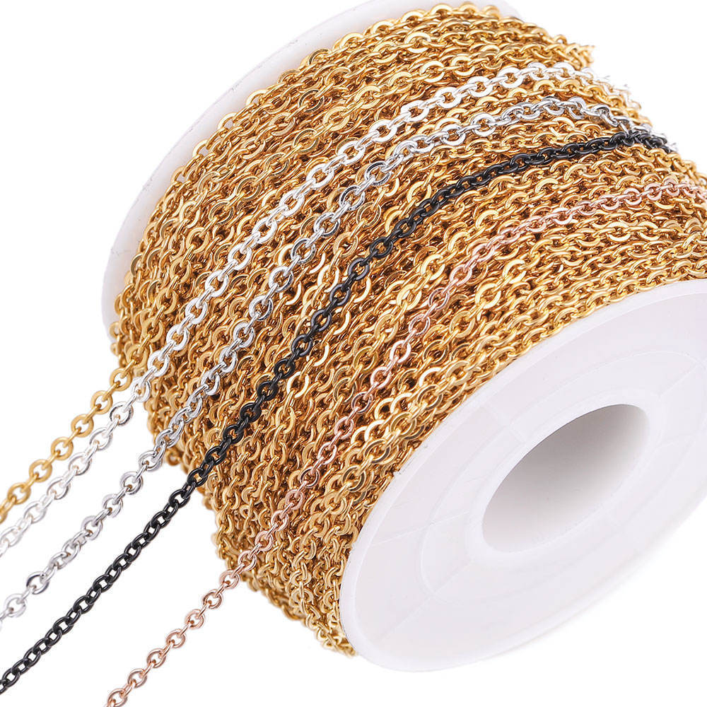 Wholesale Stainless Steel Waterproof  Gold Filled Chain Roll Extension O Cross Chain For Jewelry Making