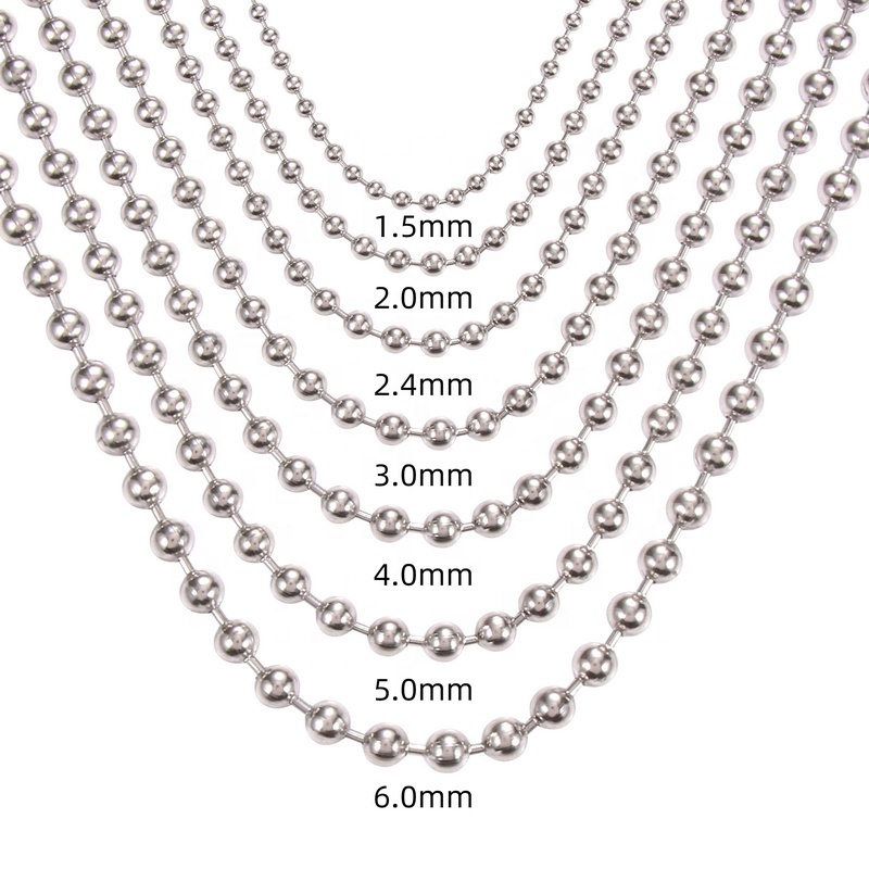 Factory Direct Sale High Quality Stainless Steel Silver Necklace Bead Chain Ball Chain For Roller Blinds Men Women Necklace