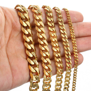 Miami Chunky Chain Bracelet Punk Jewelry For Men Women 18K Gold Plated Curb Cuban Link Chain Stainless Chain Bracelet