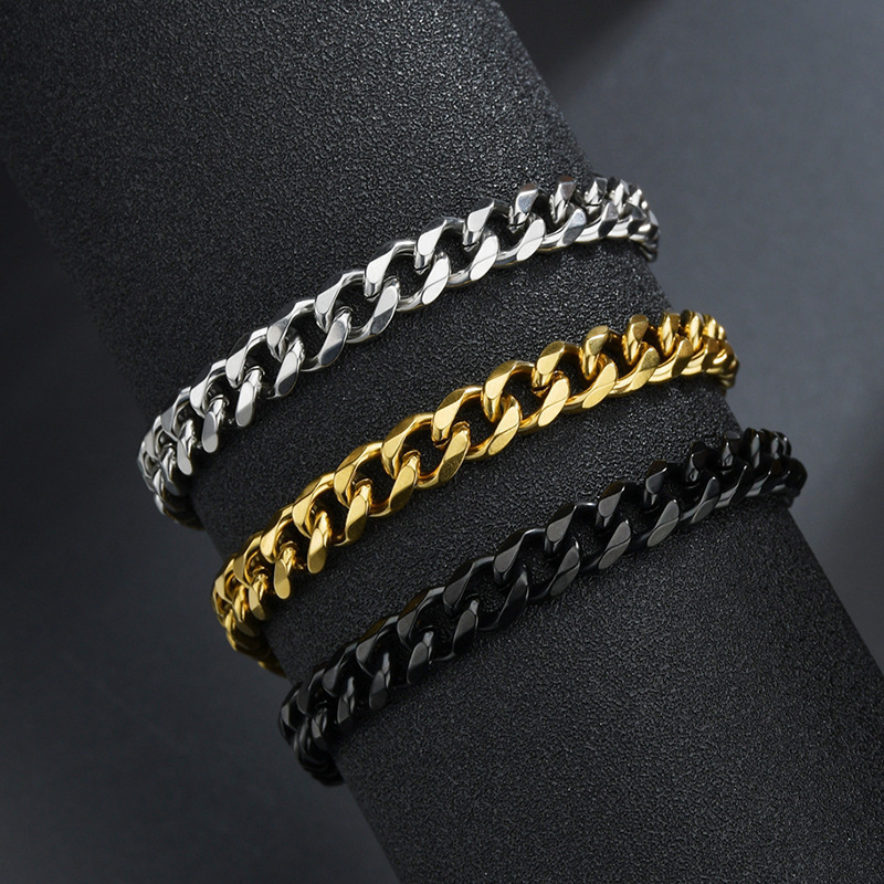 Miami Chunky Chain Bracelet Punk Jewelry For Men Women 18K Gold Plated Curb Cuban Link Chain Stainless Chain Bracelet