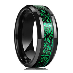 Wholesale Red Green Celtic Rings 8mm Black Dragon Tungsten Men Women Wedding Band