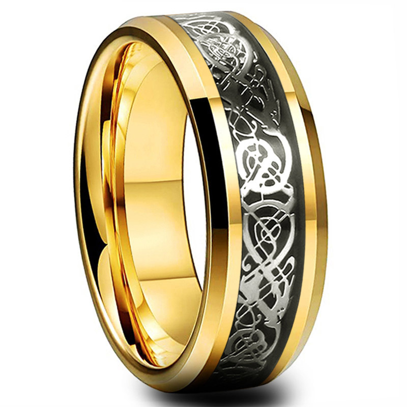 Wholesale Red Green Celtic Rings 8mm Black Dragon Tungsten Men Women Wedding Band